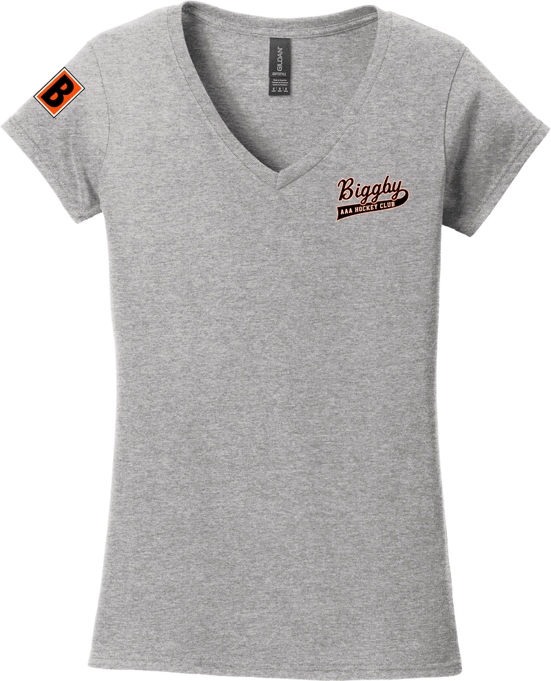 Biggby Coffee AAA Softstyle Ladies Fit V-Neck T-Shirt