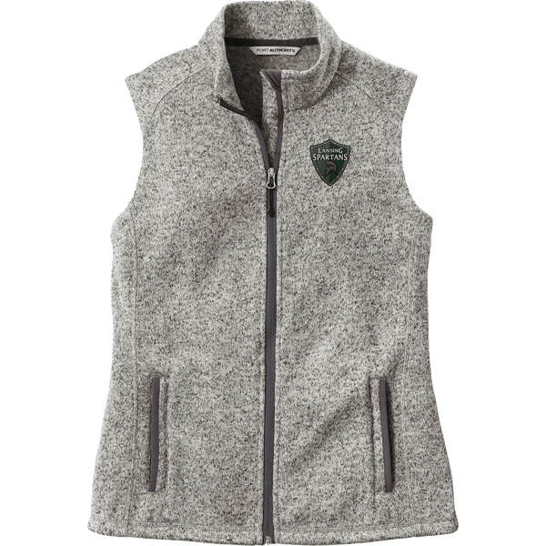 Lansing Spartans Ladies Sweater Fleece Vest