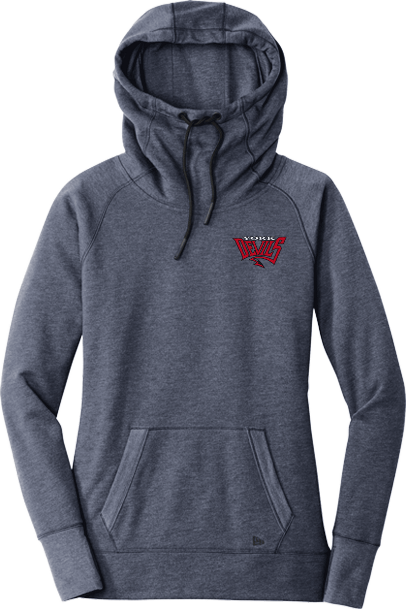 York Devils New Era Ladies Tri-Blend Fleece Pullover Hoodie