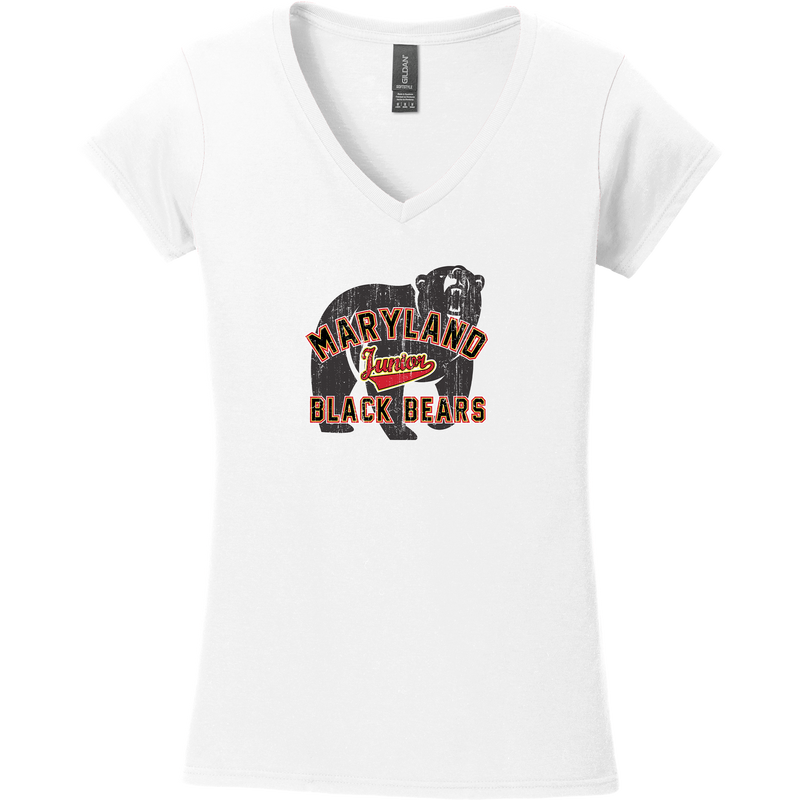 MD Jr. Black Bears Softstyle Ladies Fit V-Neck T-Shirt