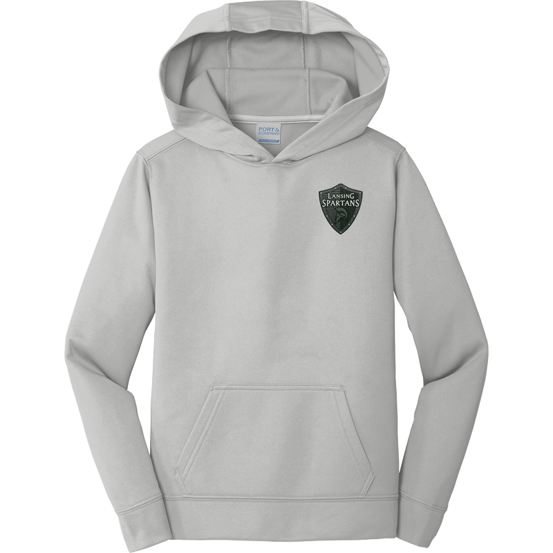 Lansing Spartans Youth Performance Fleece Pullover Hooded Sweatshirt