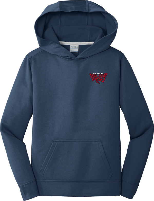 York Devils Youth Performance Fleece Pullover Hooded Sweatshirt