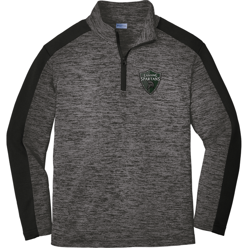 Lansing Spartans Youth PosiCharge  Electric Heather Colorblock 1/4-Zip Pullover